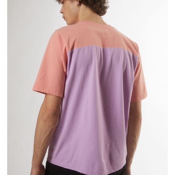 Bdg Colorblock Football Jersey Tee Basic T Shirt Short Sleeve Coral - Picture 3 of 16